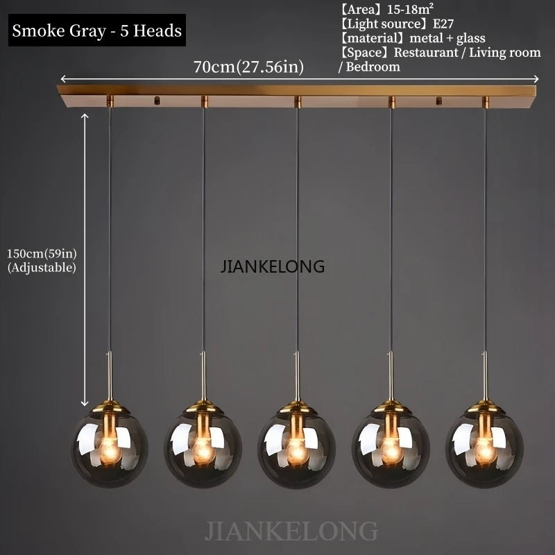 Modern Luxury Glass Chandelier - Nordic Metal LED Pendant Light