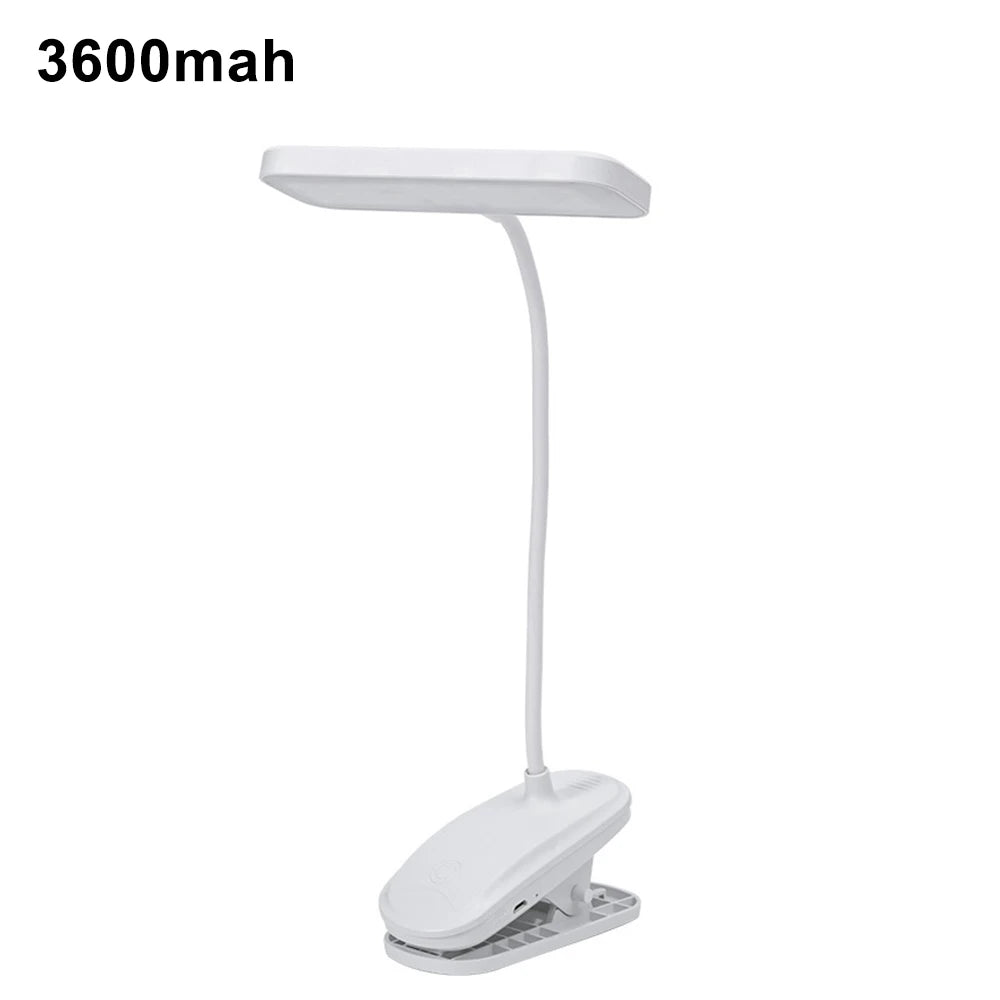 360° Flexible Study Table Lamp with Clip USB Rechargeable Desk Lamp Bedside Night Light for Bedroom Study Reading Office Work
