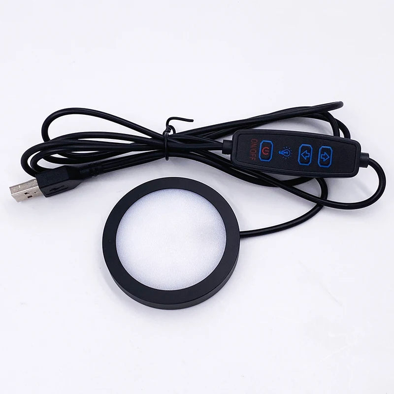 Ultra-Thin 8mm USB 5V 3W Dimmable Mini LED Circular Spotlight - Surface Mount Ceiling & Exhibition Cabinet Puck Light