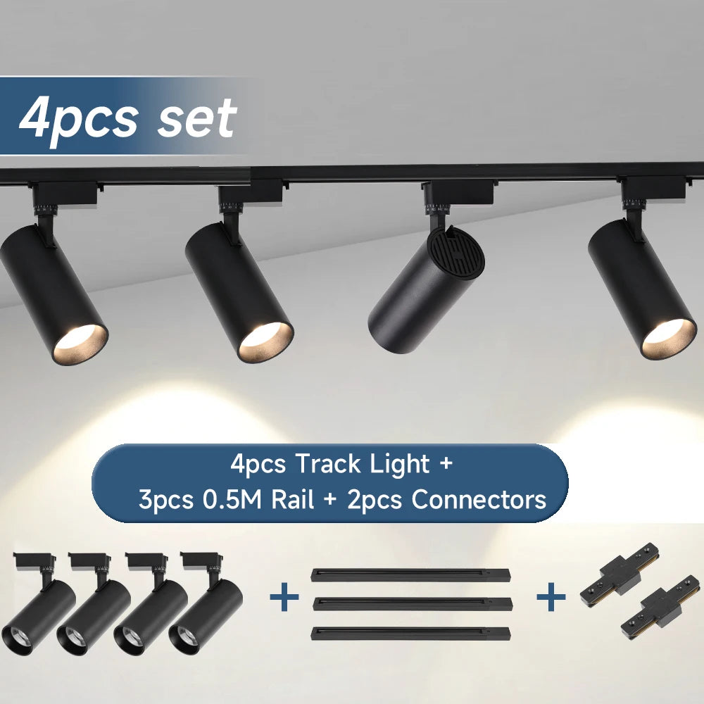Full Set LED Track Lighting System - COB Ceiling Spotlights for Kitchen & Living Room