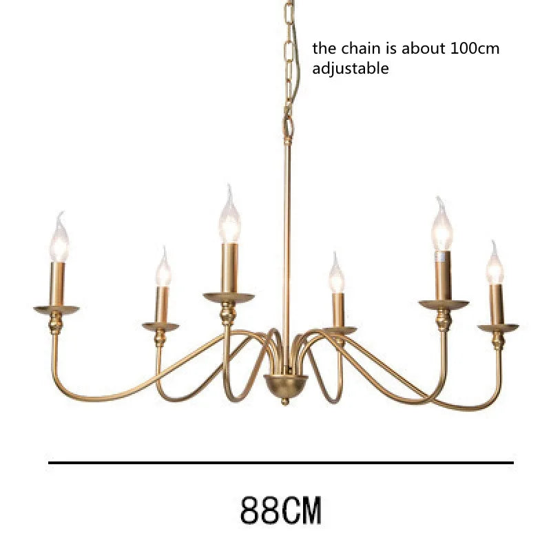 Retro Loft Living Room Chandelier - Vintage American E14 Black & Gold Light