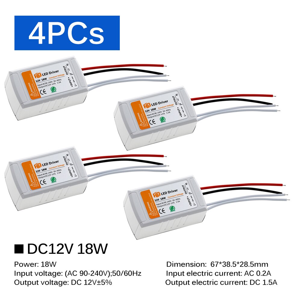 DC 12V LED Driver 18W 36W 72W 100W Lighting Transformers High Quality LED Driver for LED Strip Lights 12V Power Supply Adapter