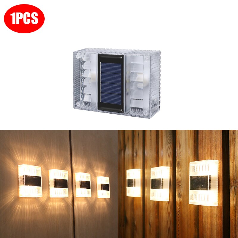 Outdoor IP65 Waterproof Solar Powerd Transparent LED ABS Wall Light Home Courtyard Garden Corridor Decorative Lights