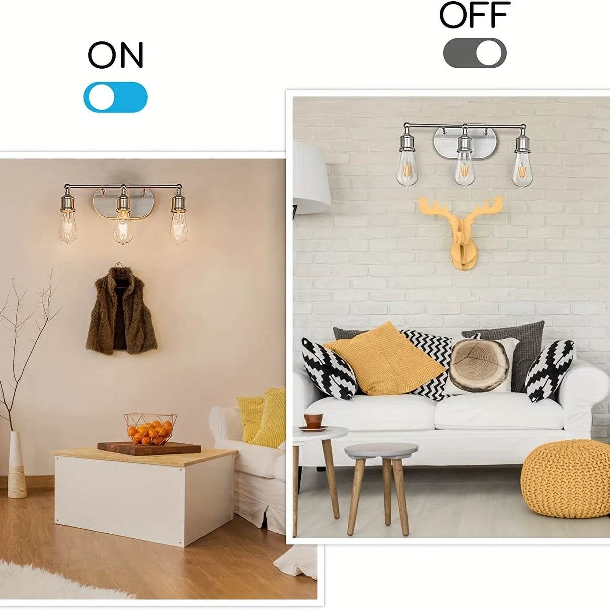 Vanity Light Fixture, Brushed Nickel Wall Sconce Lighting, Modern Bathroom Vanity Wall Lights E26 Base, Vintage Metal Indoor Wal