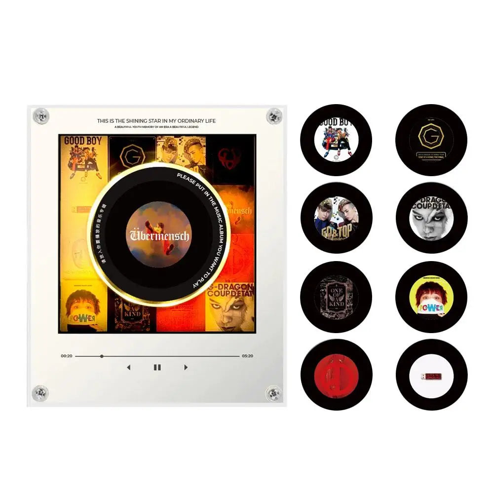 Smart Magnetic Music Vinyl Record Player Fridge Light - Touch-to-Play Album Magnet & LED Night Light Decor Lamp