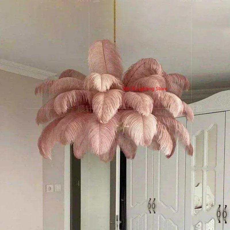 Nordic White Feathers Art Living Room Pendent Lamp Bedroom Indoor Hanging Lamp Chandelier Home Decoration Ceiling Lamps
