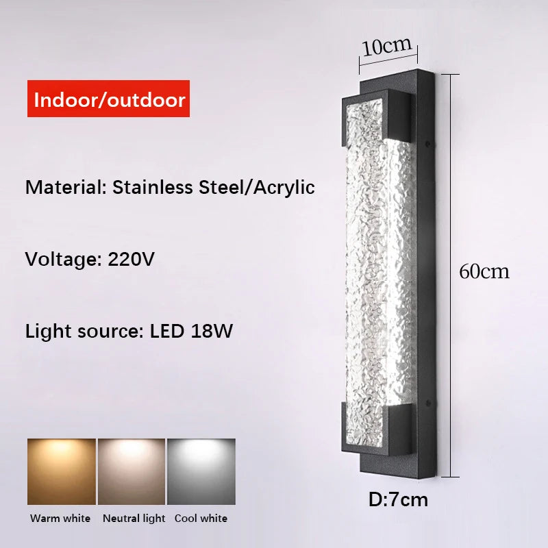 Modern Outdoor Stainless Steel Long-Strip LED Wall Lamp - IP65 Waterproof Linear Exterior Porch Sconce Fixture for Garden, Patio & House Facade