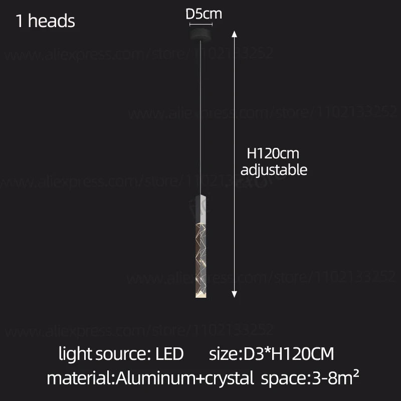 Modern Crystal Pendant Lamp - Luxury LED Hanging Light for Dining Room