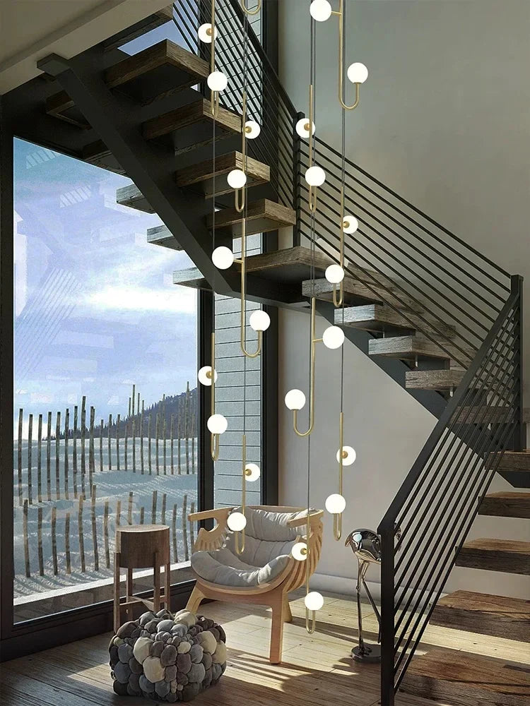 Modern Duplex Staircase LED Pendant Light - Living Room Long Hanging Lamp