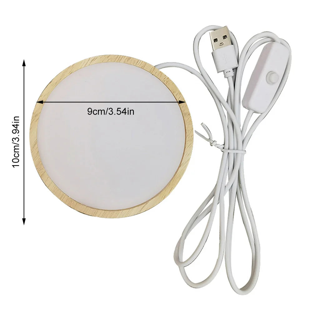 Wooden LED Light Display Base Wood Night Lamp Base LED Light Display Crystal Ball Wood Luminous Base For Home Decors