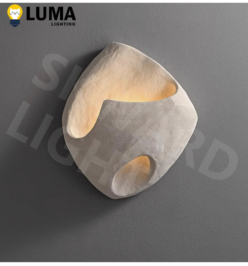 Wabi Sabi Style Cement Wall Lamp, Japanese Style Creative Wall Light for Art Hotel Livingroom Background Bedroom LED Lighting
