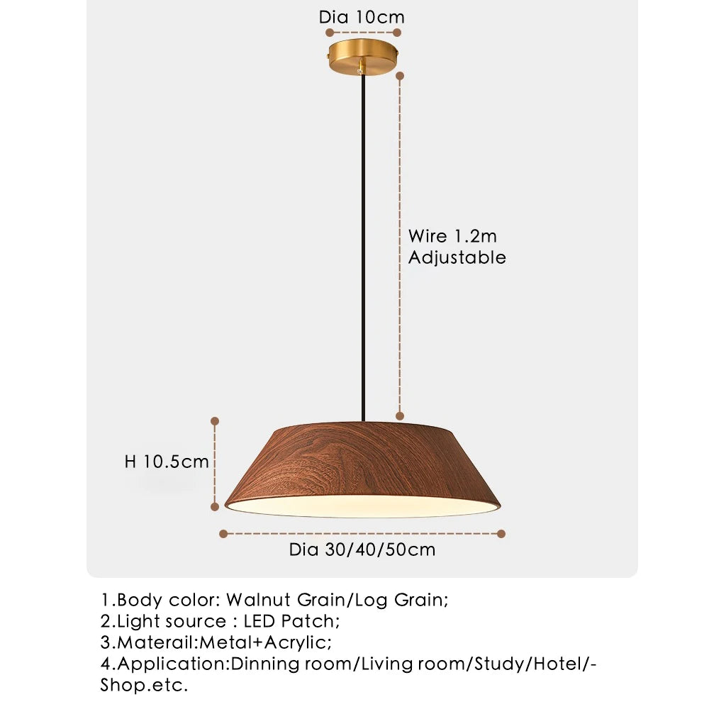 Nordic Modern Wood Grain Log Metal Pendant Lights for Table Dining Room Kitchen Hanging Lamp Fixture Home Decor Lighting Lusters