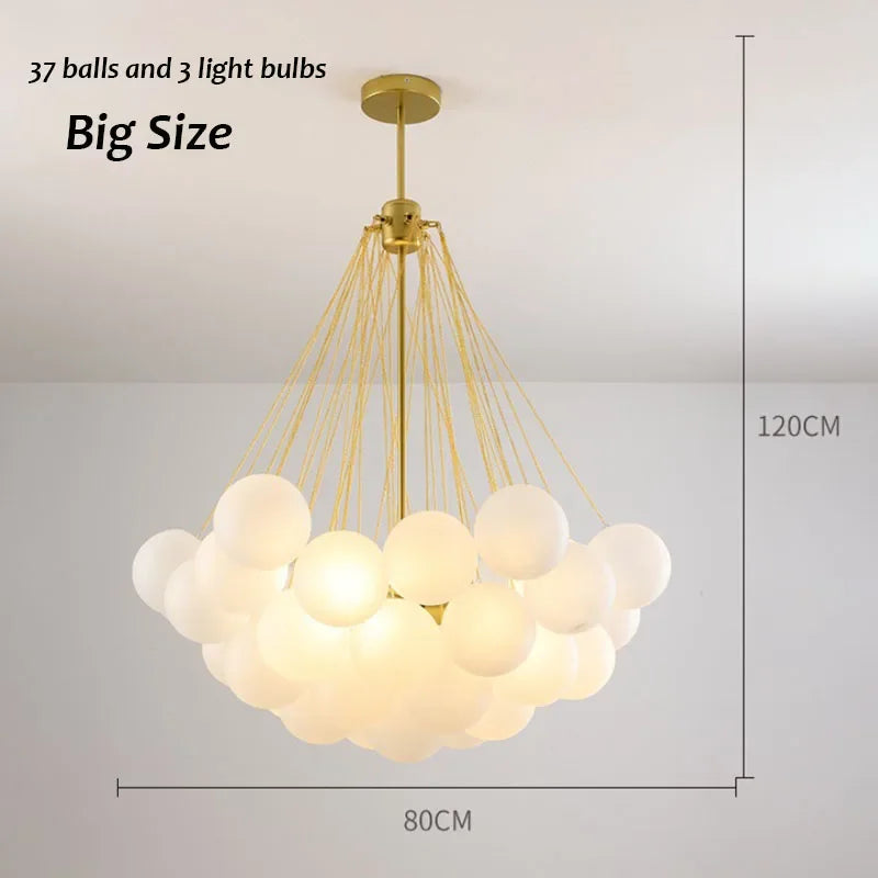 Nordic Led Glass Chandelier Lighting 19/37 Balls Black Gold Chandeliers Glass LED Pendant Lamp for Dining Room Living Decoration