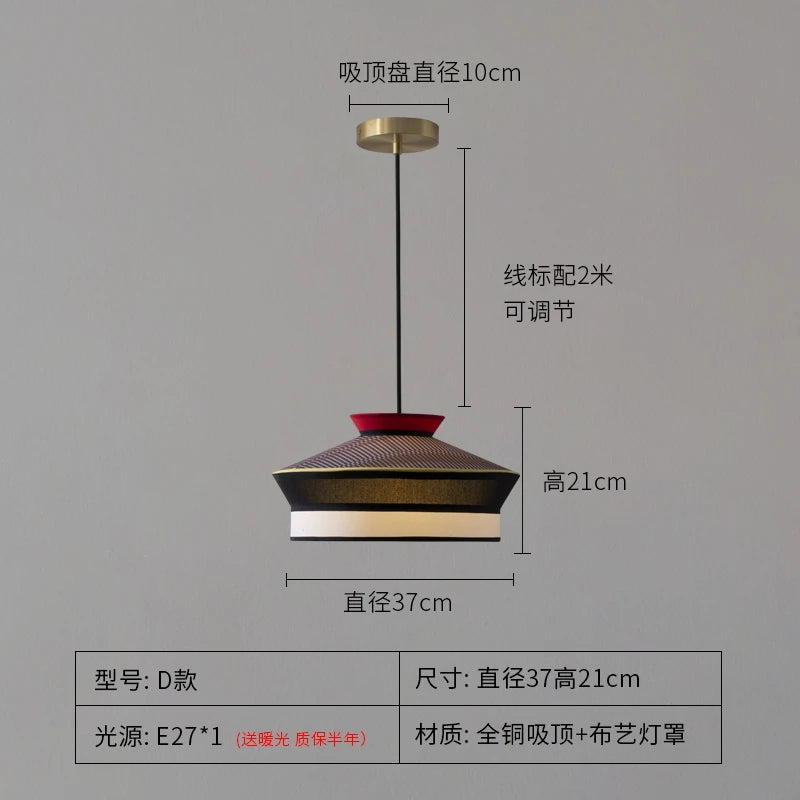 Rattan Pendant Light Minimalist Wabi-sabi Fabric Decorative Danish Design Light Interior Restaurant Bedroom Dining Room Light