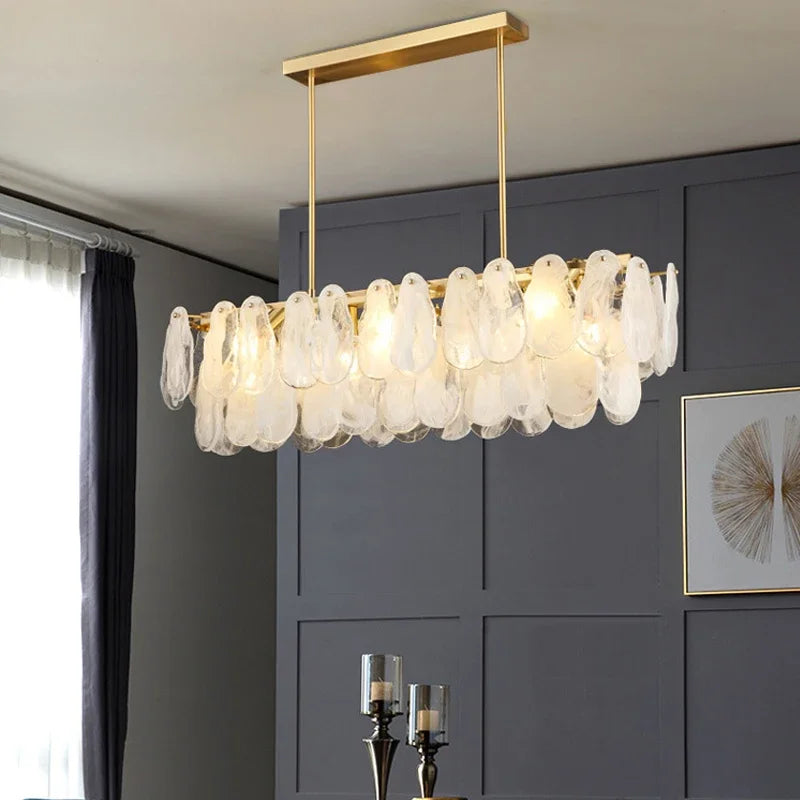 French Retro Light Luxury Chandelier Living Room Bedroom Warm and Romantic Cloud Water Drop Glass Pendant Lights Home Decoration