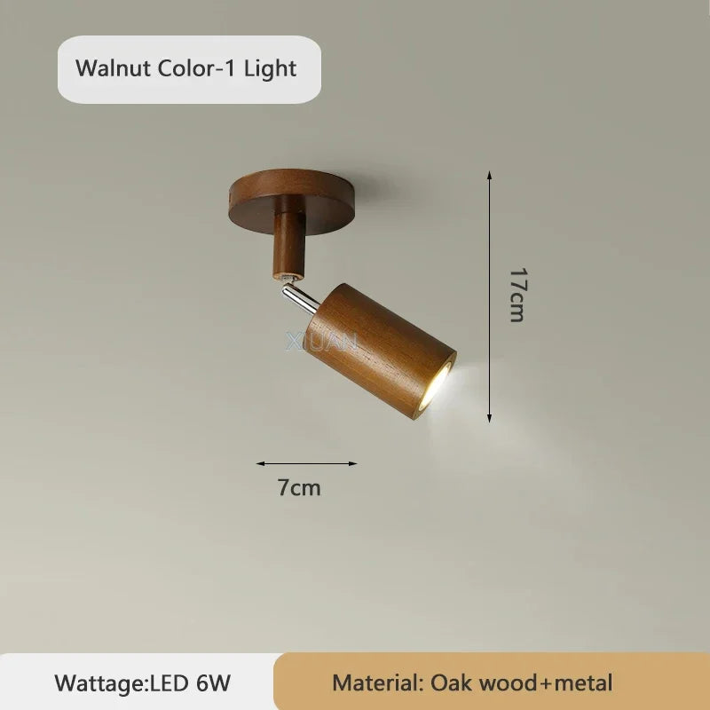 2026 Nordic Walnut Wood Ceiling Chandelier For Living Room Dining Room Aisle Entrance Corridor Lamps With Spotlights For Wall Pi