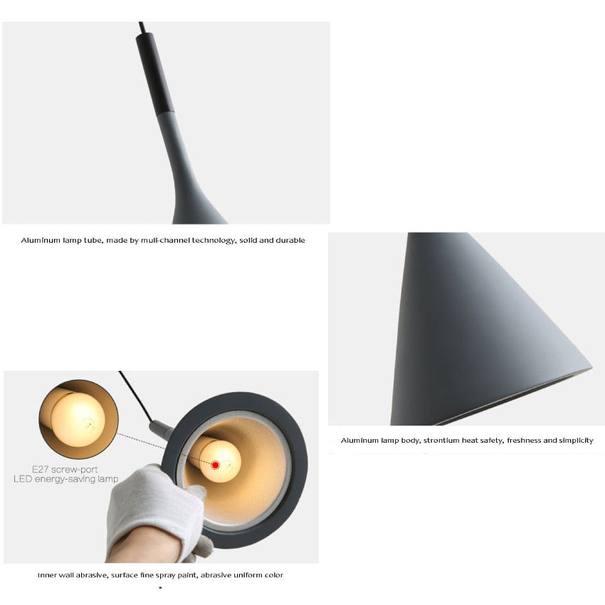 Modern Led Pendant Lights Black White Kitchen Fixtures Bedroom Table Dining Room Hanging Lamp Lampshade Home Chandelier