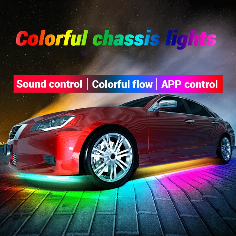 Flexible Under glow Strip Light LED Underbody Remote APP Control RGB Neon Lights Atmosphere Lamp for Auto Decoration