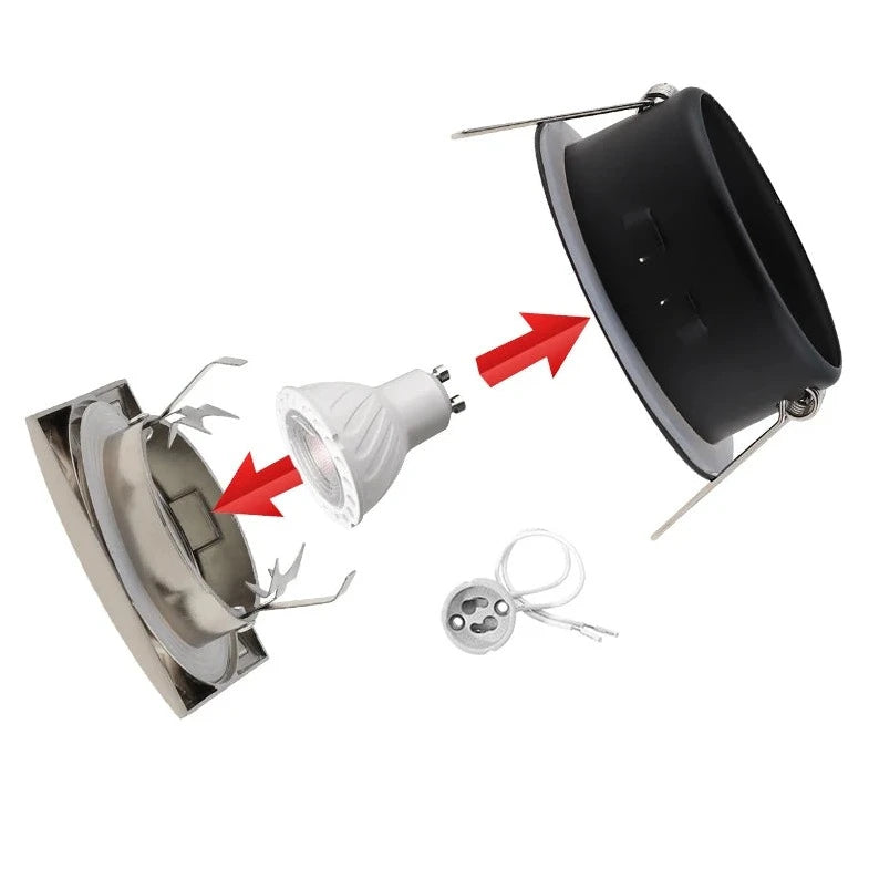 New Design IP65 Waterproof Recessed GU10/MR16 Led Spot Light Fixtures Downlight Frame Round Square GU10 Spotlight Bulb Housing