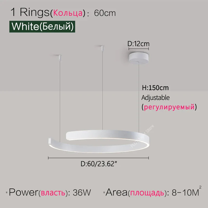 Nordic modern chandelier simple ring light led pendants round lamps