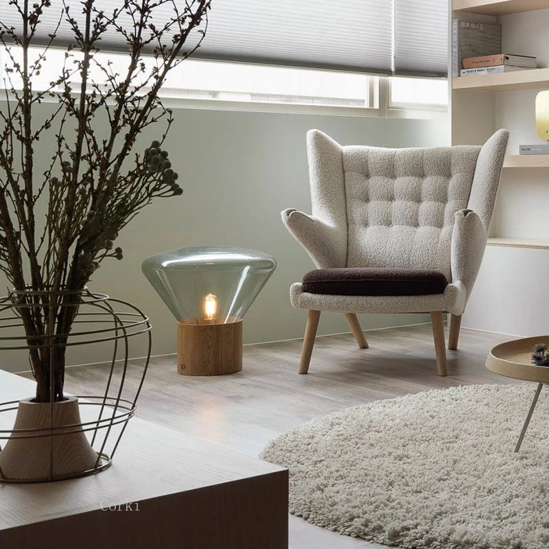 Designer Table Lamp Nordic Minimalist Glass Bottle Floor Lamp Wood Bedside Lamp Design Luminaires for Home Soft Living Room