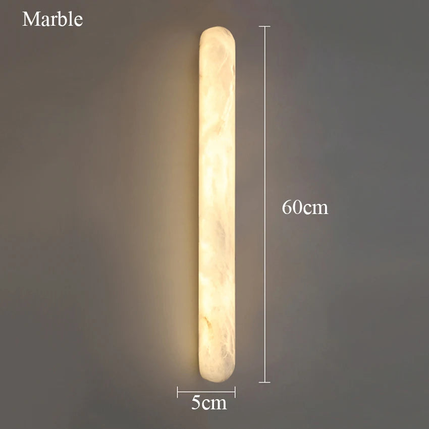 2026 Modern Luxury Natural Marble Wall Lamp - LED Long Oval Stone Sconce
