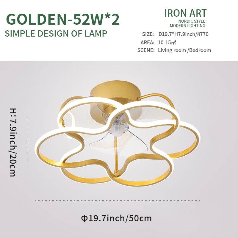 Modern Simple LED Ceiling Fan Lamp With Remote Control Dining Room Bedroom Lamp Silent Ceiling Light Lustre Fixture