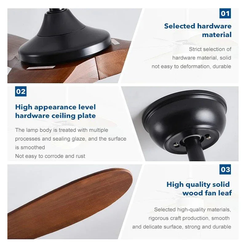 60 70 Inch Large Ceiling Fan Only Remote Control DC Motor Reverse Wood Blades Fans Lighting High Quanlity Design Wooden Fans