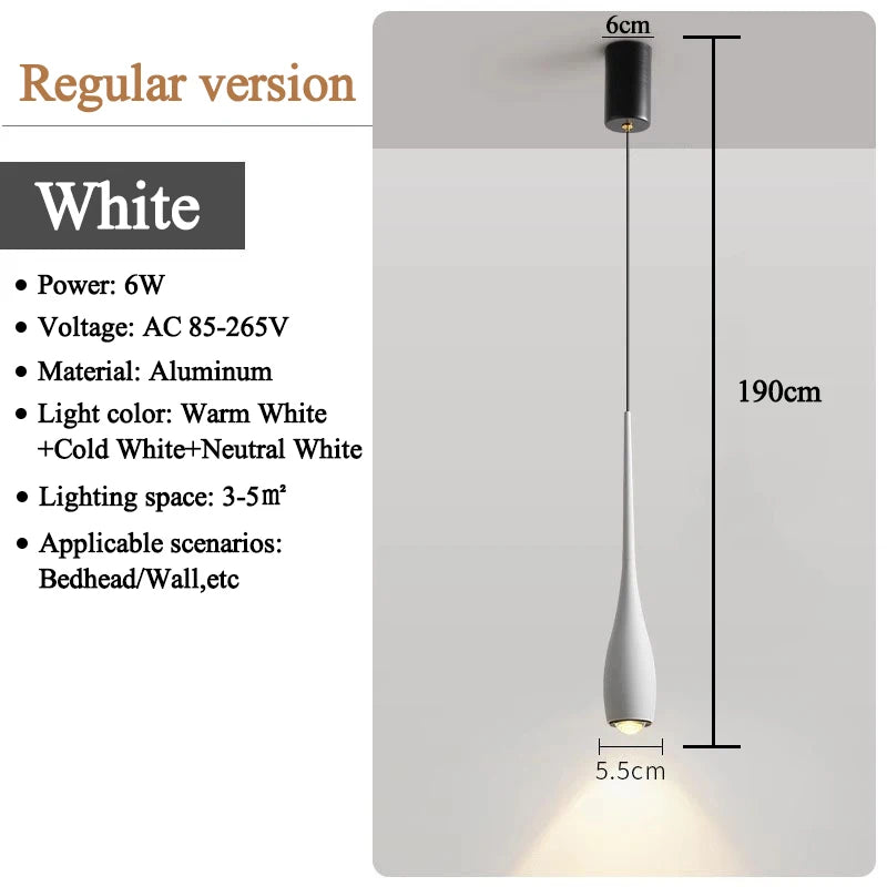 LED Pendant Light 6W Adjustable Height Touch Switch Modern Minimalist Creative Design Chandelier for Bedroom Bedside Bar