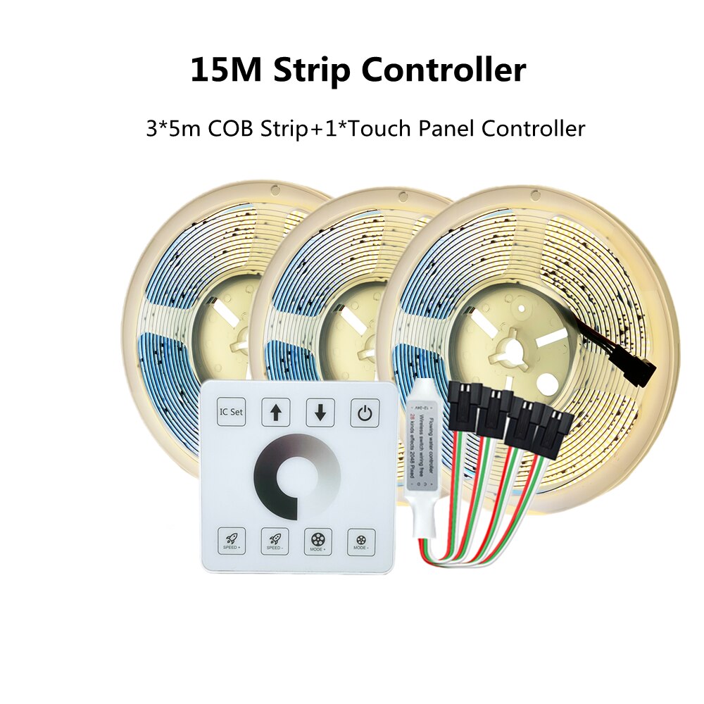 COB Running Water Flowing LED Strip Light WS2811 24V Horse Race Sequential LED Ribbon With RF Touch Panel Controller 10M 20M Set