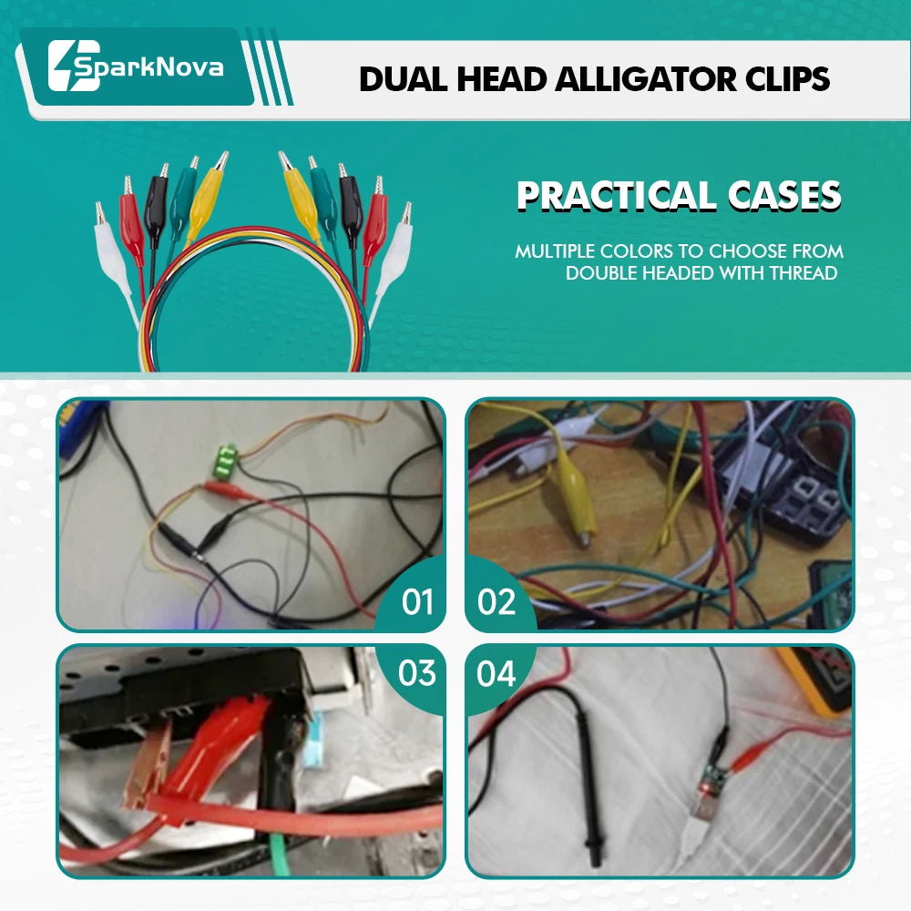 10PCS 28 35 45mm Alligator Clips Double Head Test Leads 50CM Jumper Wires Electrical DIY Crocodile Clips for Electronics Battery