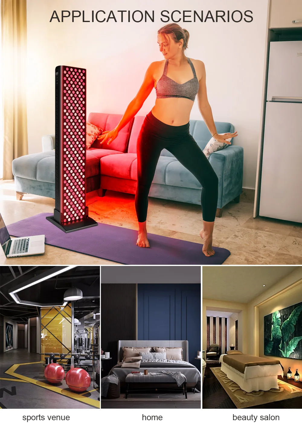 High Power Whole Body RTL300 LED Red Light Therapy Physiotherapy light therapy device 1200W pulse wiht mobile stand