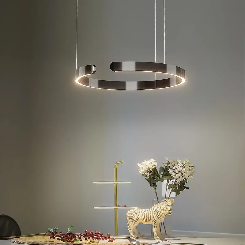 Modern Ring Pendant Lamp Remote Control Dimmable Warm White Eye Protection Led Chandelier Kitchen Island Dining Room