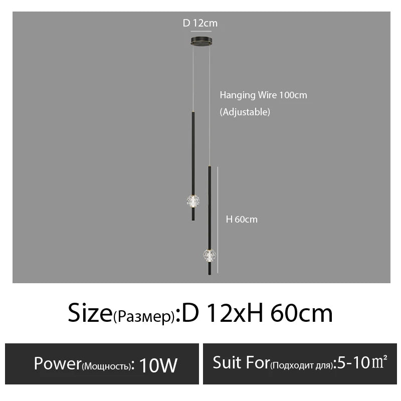 Nordic bedroom bedside chandelier simple modern Home light luxury living room TV background wall decor creative crystal led lamp