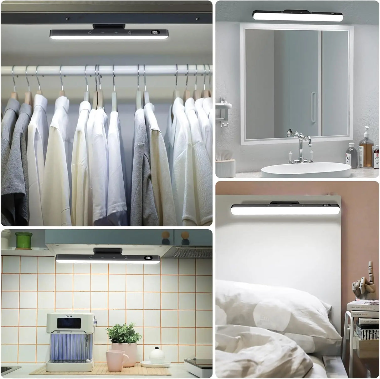 Rechargeable LED Under-Cabinet Light - 3 Colors Dimmable Makeup & Closet Light