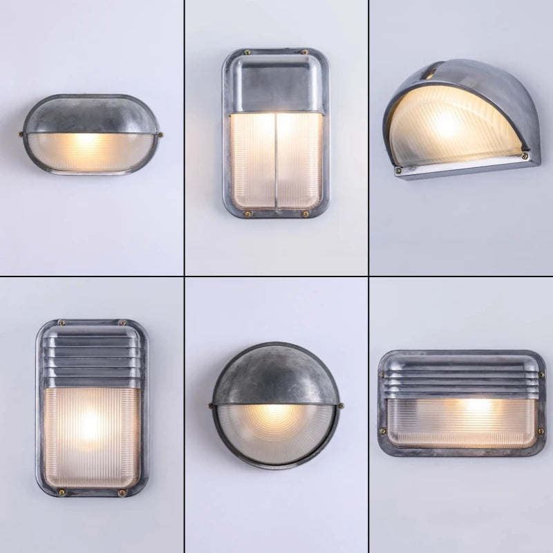 Outdoor Retro LED Wall Lamp E27 Industrial Vintage IP65 Waterproof Glass Ceiling Sconce Bathroom Garden Porch Wall Light Fixture