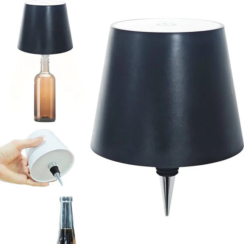 Wireless Bottle Table Lamp Touch Control of 3 Colors and Stepless Dimming Night Lamp Suitable for Bar Wine Bottles Desk Lights
