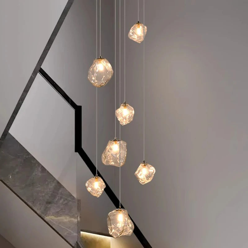 Modern LED Staircase Chandelier - Luxury Long Pendant Light for High Ceilings