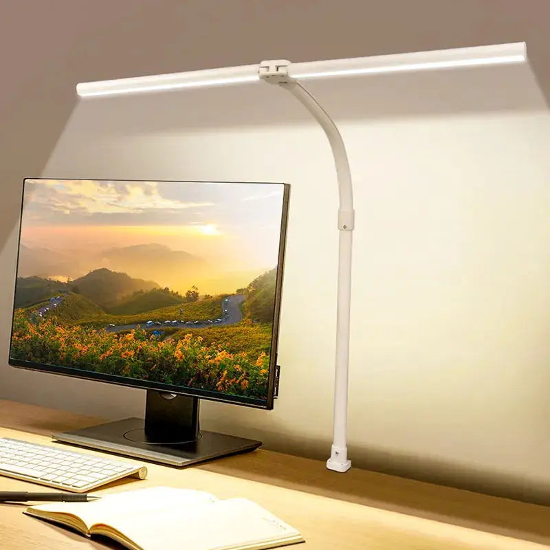 Double Head LED Desk Lamp EU/US Architect Desk Lamps Office 24W Brightest 5Color Modes and 5 Dimmable Eye Protection lamp