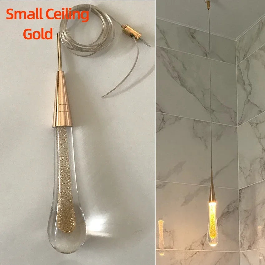 Post-Modern Crystal Glass Led Pendant Lights Hanglamp Tear Drop Light Restaurant Bar Indoor Hanging Lamp Staircase Chandelier
