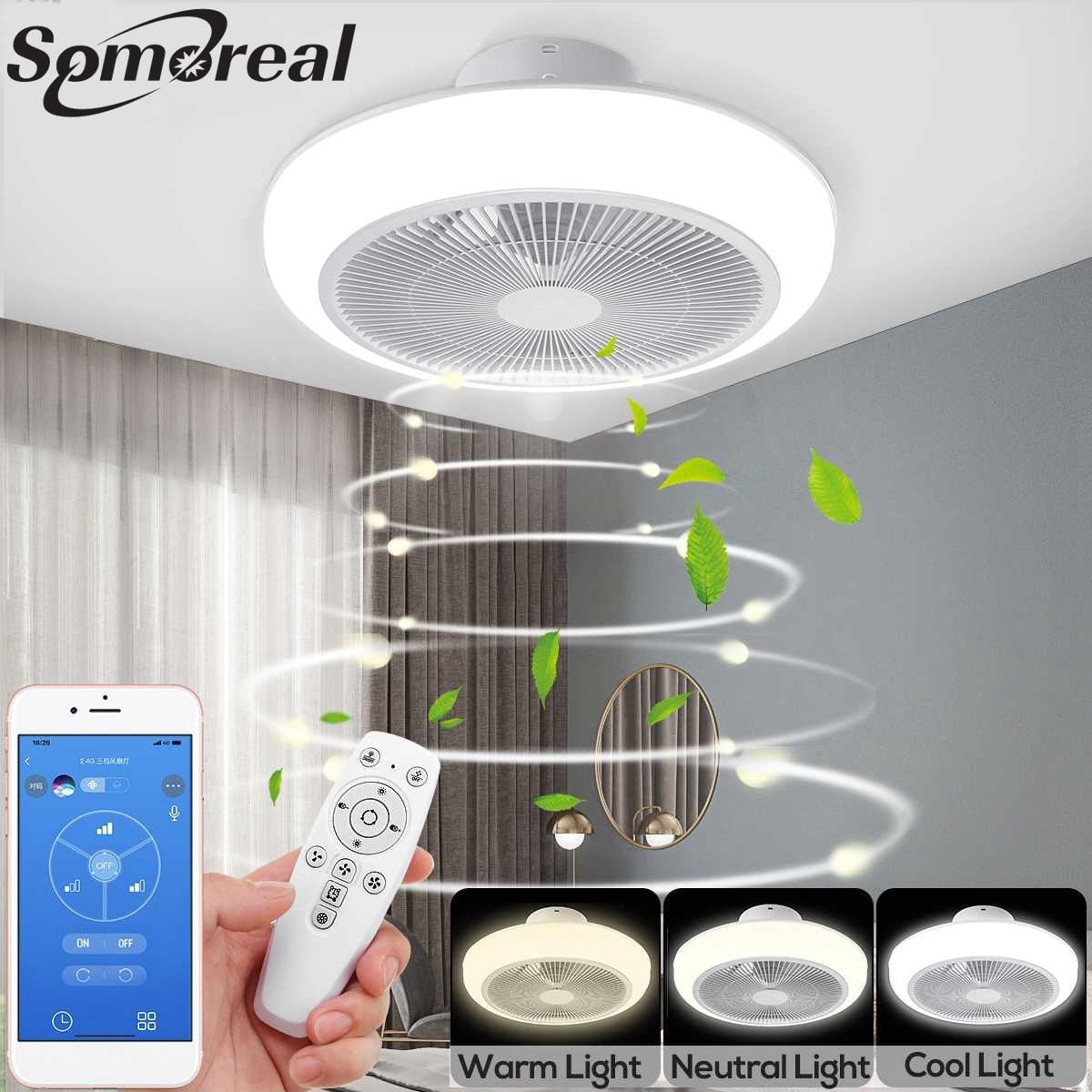 Ceiling Fan With Led Light And Romote Control Electric Fan Silent Fan 18 Inch Fans Bedroom Decoration Lamp For Home 110V/220V