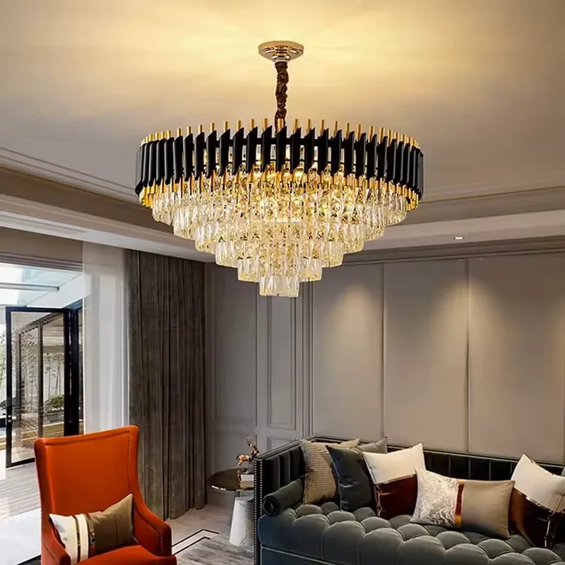 Modern Luxury Crystal LED Chandelier E14 Ceiling Pendant Light for Villa Hotel Lobby Living Dining Bedroom Indoor Decor Lighting