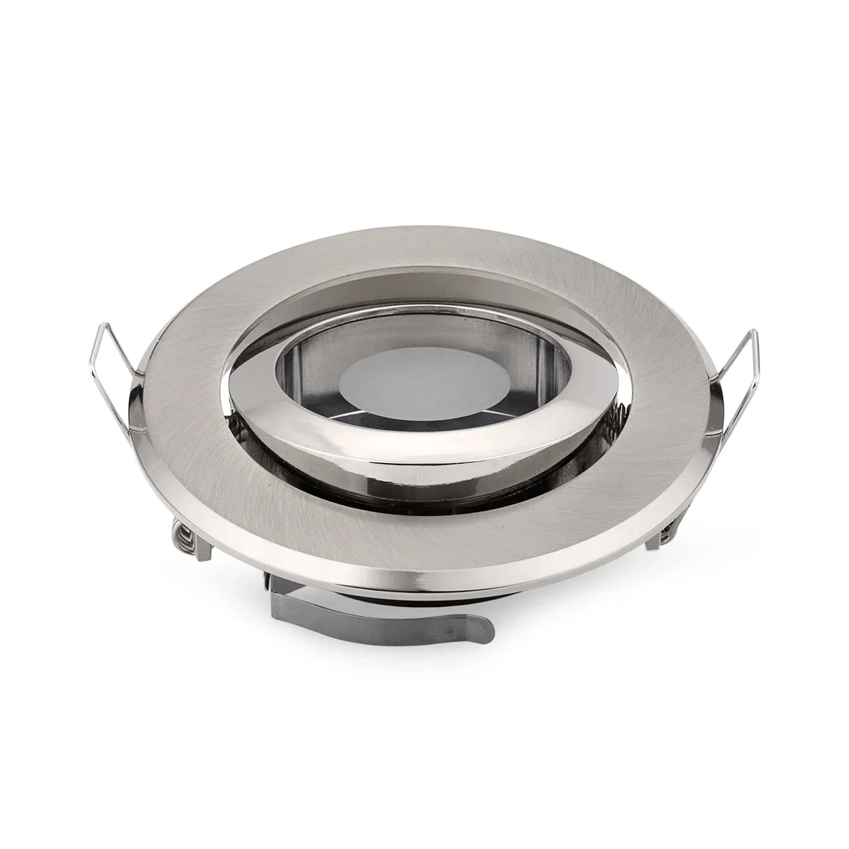 IP44 Zinc Alloy with Glass Lens GU10 LED Spotlight Fitting Mounting Frame White Satin nickel Round Ceiling Lamp Fixture