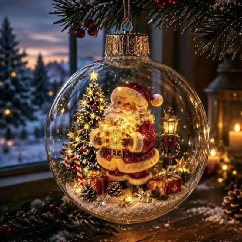 1-5pcs Christmas Tree Ornament Clear Xmas Ball Transparent Hanging Pendant Creative Sports for Holiday Party Home Gift