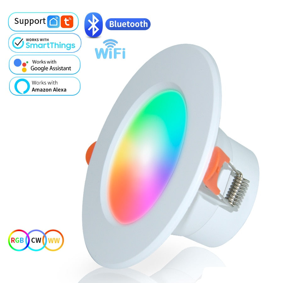 Smart Ceiling Lights RGB Tuya Wi-Fi Bluetooth LED Downlights Recessed Spotlight Alexa Lamps Control Alexa Google Home