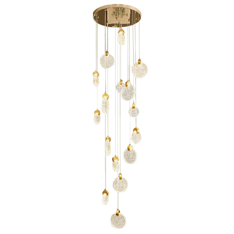 Duplex Staircase Pendant Lamps 2025 New Light Luxury Crystal Revolving Jump Floor Loft Apartment Living Room Long Chandeliers