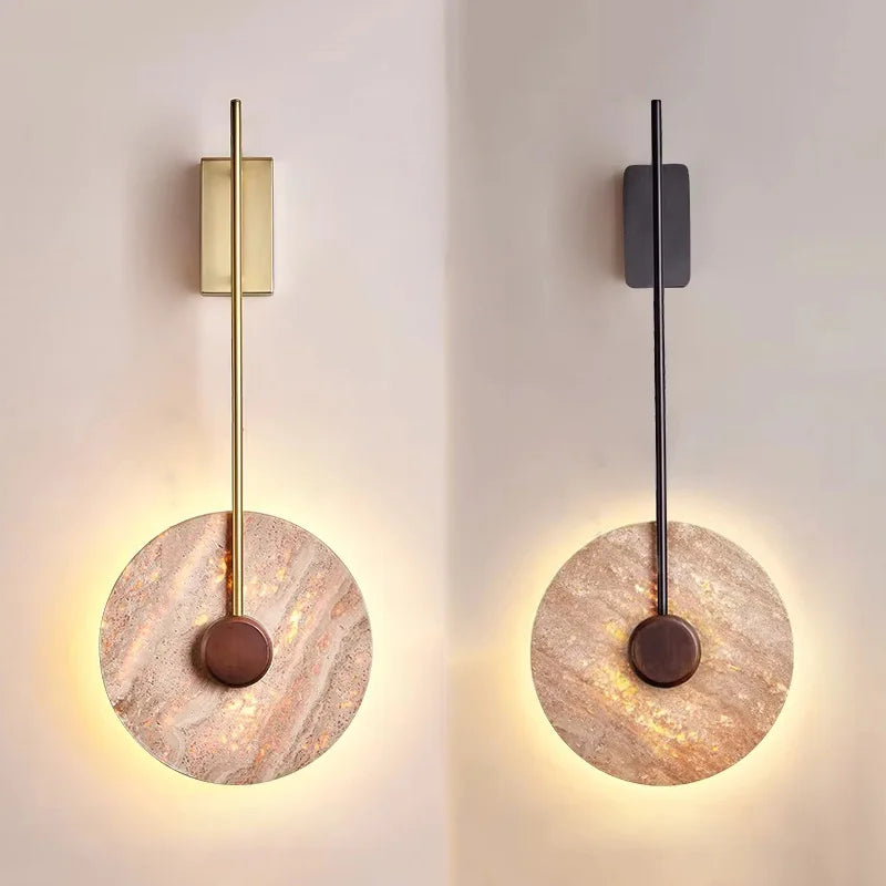 Natural Yellow Cave Stone Wall Lamps Retro LED Travertine Wall Lights Indoor Decor Lighting Bedroom Bedside Living Room Hallway