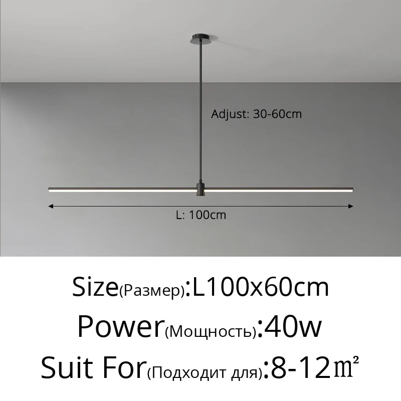Modern Simplicity Long Linear LED Pendant Lights Strip Hanging Indoor Lamps for Office Table Kitchen Home Decoration Chandelier
