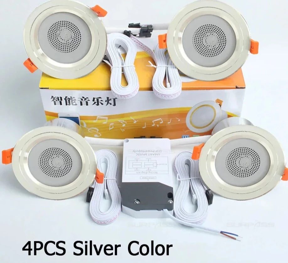 LED Smart Music Lamp Intelligent Background Music Light Ceiling Speakers With Adjusted Lights Smart Bluetooth Downlight Speaker