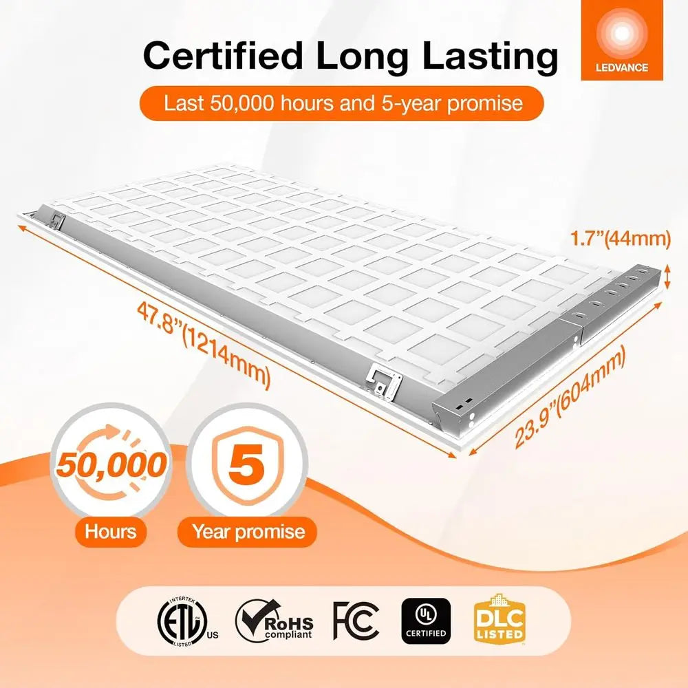 2x4 LED lat Panel Light, Ceiling Light ixture, 30W/35W/45W, Selectable Color 3500K/4000K/5000K, 3300/3850/5000 LMS, Dimmable LED
